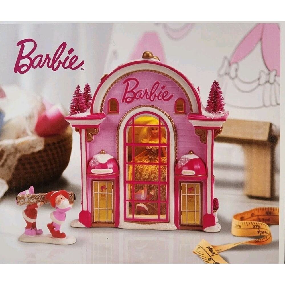 Department 56 BARBIE GOWN BOUTIQUE Set Of 2 North Pole Series 6014682 New In Box